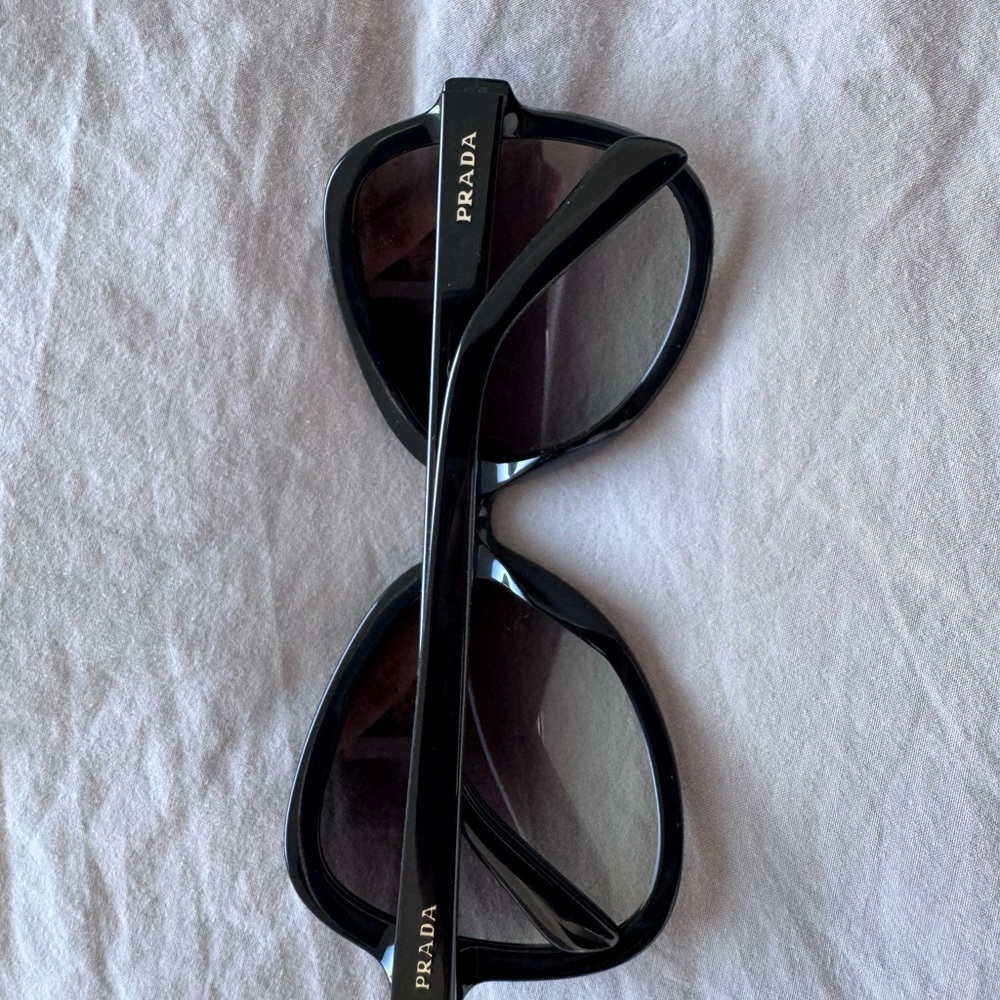 Prada Vintage Silver Logo Oversized Oval Black Mask Sunglasses - Picture 12 of 12